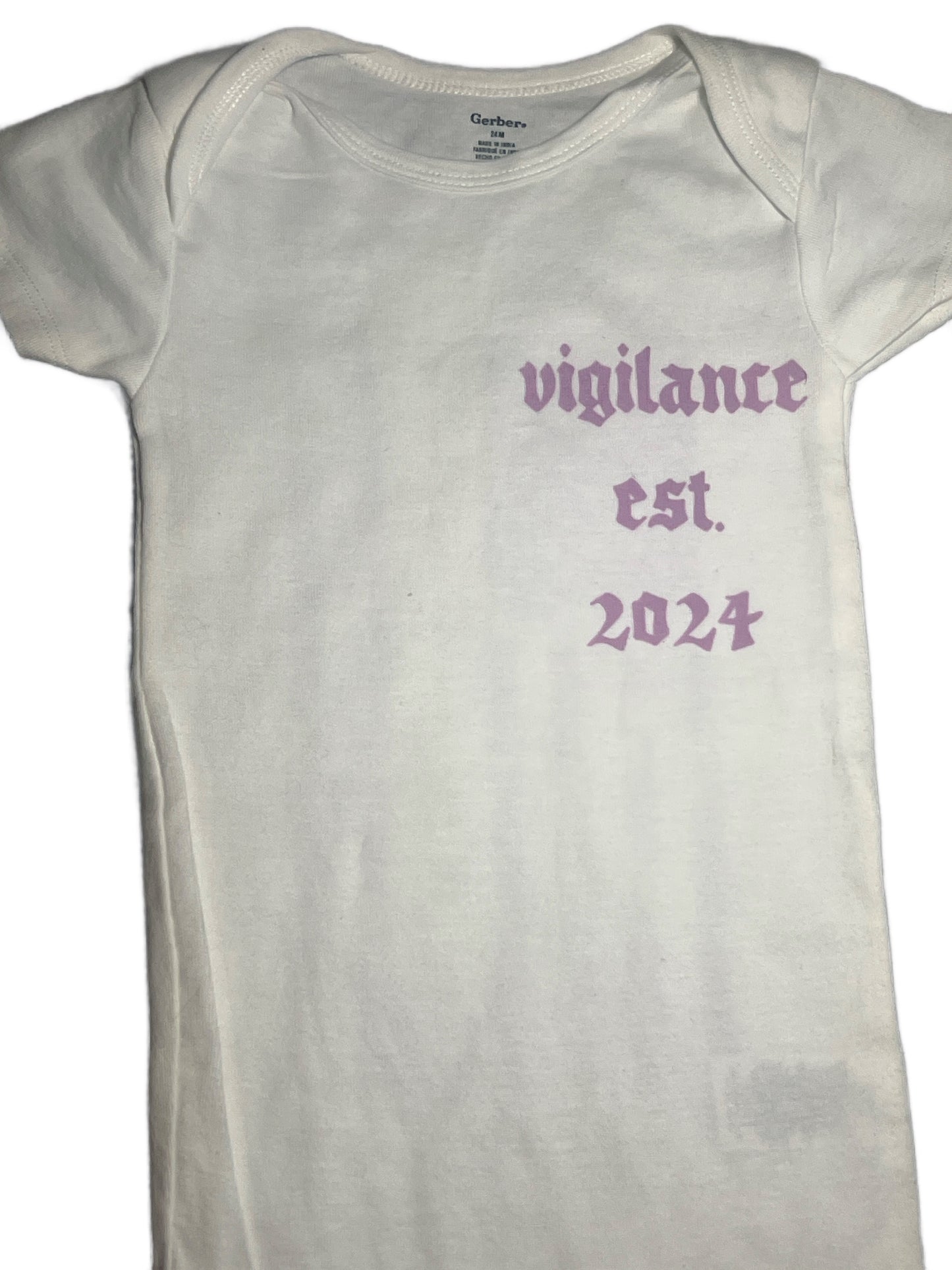 Vigilance est. 2024 Baby patriotic onesie size 24 months